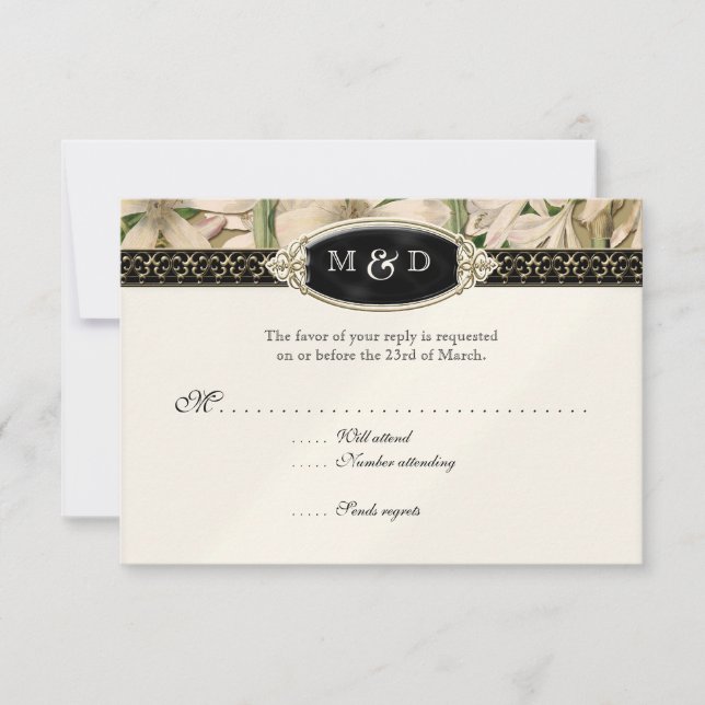 Baroque Vintage Lily Formal Elegant Wedding RSVP (Front)
