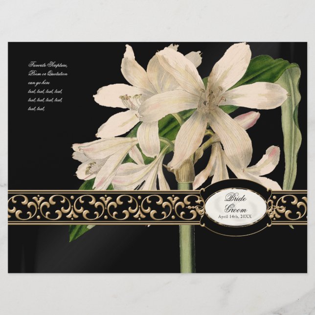 Baroque Vintage Lily Gold  Formal Wedding Program (Front)