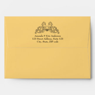 Baroque Vintage Ornaments Yellow Black envelope