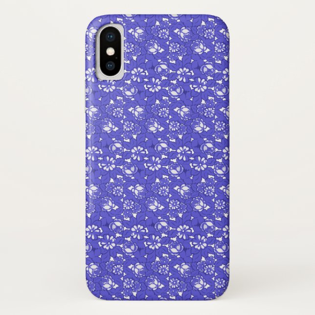 Baroque wallpaper - blue Flower Pattern Case-Mate iPhone Case (Back)