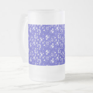 Baroque wallpaper - blue Flower Pattern Frosted Glass Beer Mug