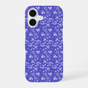 Baroque wallpaper - blue Flower Pattern iPhone 16 Case