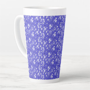 Baroque wallpaper - blue Flower Pattern Latte Mug