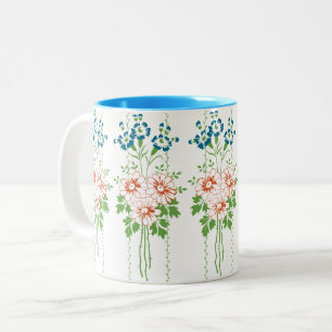 Baroque Wallpaper Flower bouquet... Two-Tone Coffee Mug