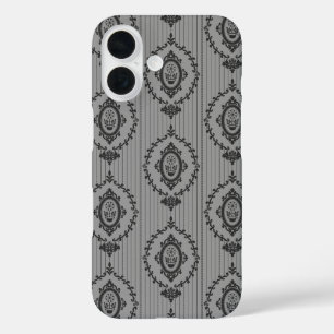 Baroque Wallpaper Grey iPhone 16 Case