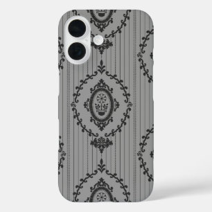Baroque Wallpaper Grey iPhone 16 Case