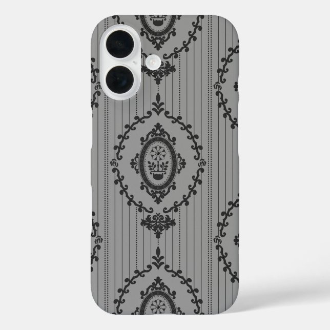 Baroque Wallpaper Grey Case-Mate iPhone Case (Back)