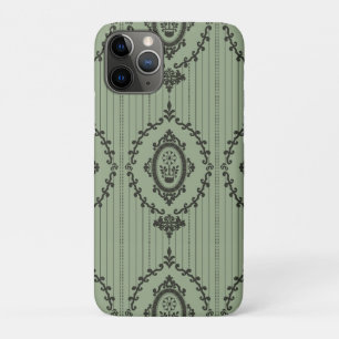 Baroque Wallpaper in Green iPhone 11 Pro Case