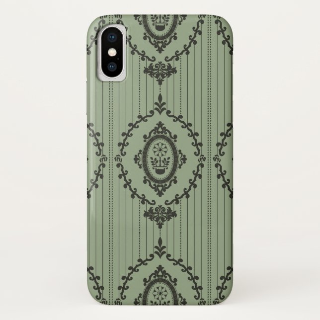 Baroque Wallpaper in Green Case-Mate iPhone Case (Back)