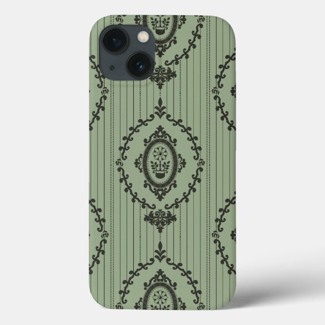Baroque Wallpaper in Green Case-Mate iPhone Case (Back)