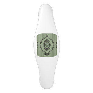 Baroque Wallpaper in Green Ceramic Cabinet Pull