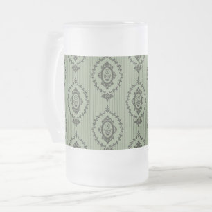 Baroque Wallpaper in Green Frosted Glass Beer Mug