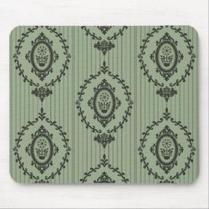 Baroque Wallpaper in Green Mouse Mat