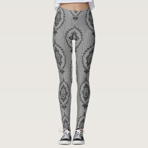 Baroque Wallpaper in Grey Leggings