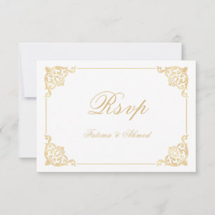 Baroque White Islamic Muslim Wedding RSVP Card