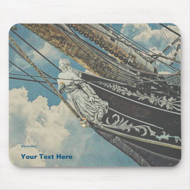 Barque Elissa Figurhead Mouse Mat (Front)