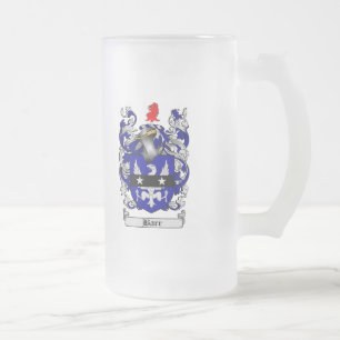 BARR FAMILY CREST -  BARR COAT OF ARMS FROSTED GLASS BEER MUG