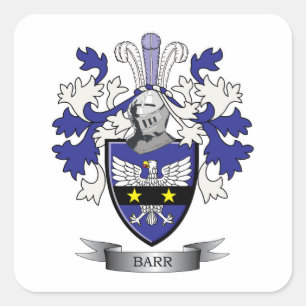 Barr Family Crest Coat of Arms Square Sticker