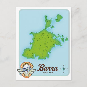 Barra scotland map postcard
