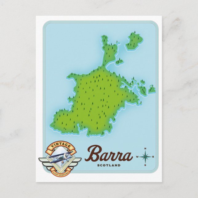 Barra scotland map postcard (Front)