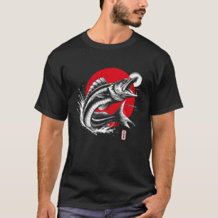 Barracuda. Cool Sumi-e Animal Sunset T-Shirt