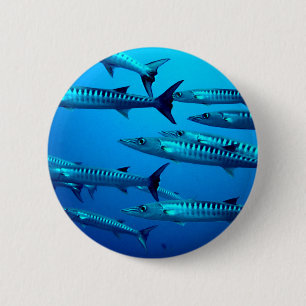 barracuda dive deep sea ocean water tropical wave 6 cm round badge