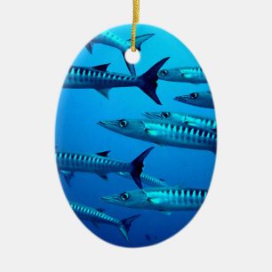 barracuda dive deep sea ocean water tropical wave ceramic tree decoration