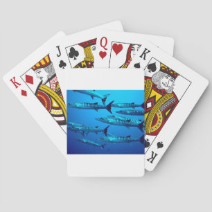 barracuda dive deep sea ocean water tropical wave playing cards
