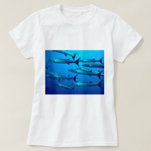 barracuda dive deep sea ocean water tropical wave T-Shirt