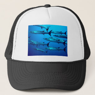 barracuda dive deep sea ocean water tropical wave trucker hat