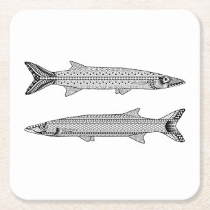 Barracuda Fish Adult Colouring Paper Coaster