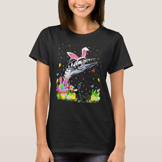 Barracuda Fish Easter Egg Hunt Bunny Barracuda Eas T-Shirt (Front)