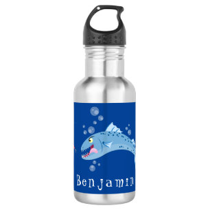 Barracuda fish hungry fishing cartoon illustration 532 ml water bottle