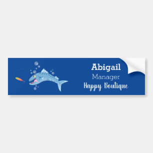 Barracuda fish hungry fishing cartoon illustration bumper sticker