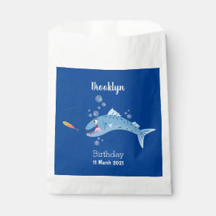 Barracuda fish hungry fishing cartoon illustration favour bags