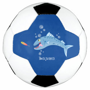 Barracuda fish hungry fishing cartoon illustration football