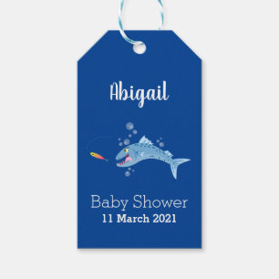 Barracuda fish hungry fishing cartoon illustration gift tags