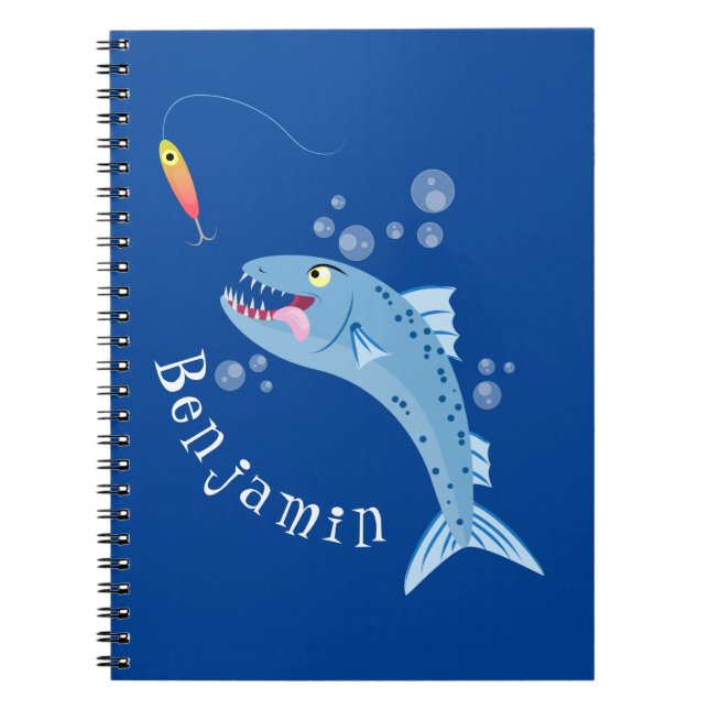 Barracuda fish hungry fishing cartoon illustration notebook (Front)