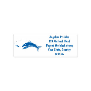 Barracuda fish hungry fishing cartoon illustration self-inking stamp