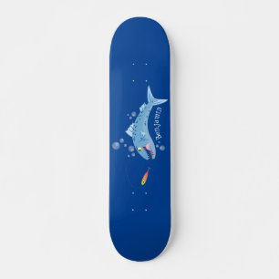 Barracuda fish hungry fishing cartoon illustration skateboard