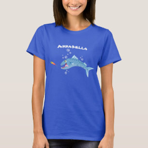 Barracuda hungry fishing cartoon illustration T-Shirt