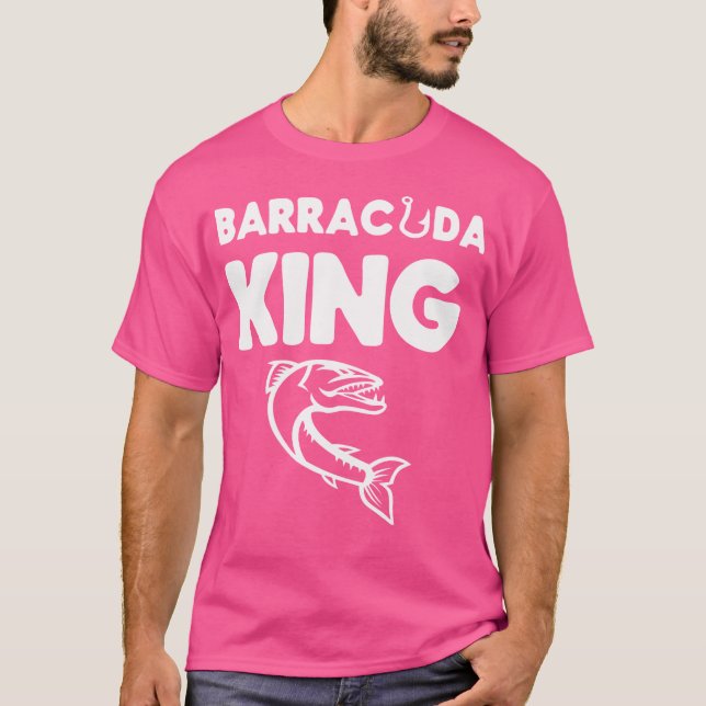 Barracuda King Funny Deep Sea Fishing T-Shirt (Front)