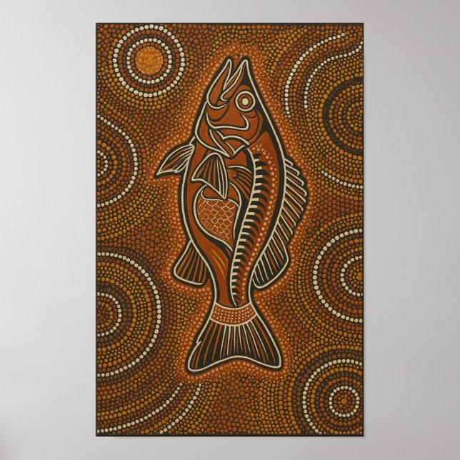 Barramundi Aboriginal Dot Art Poster (Front)