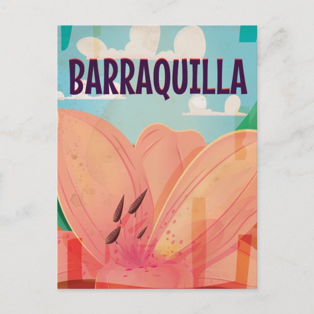 Barraquilla Colombia Vintage Travel Poster Postcard (Front)