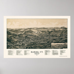 Barre, VT Panoramic Map - 1891 Poster