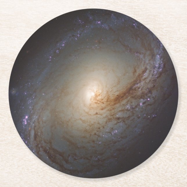 Barred Lenticular Galaxy Ngc 3368 Round Paper Coaster (Front)