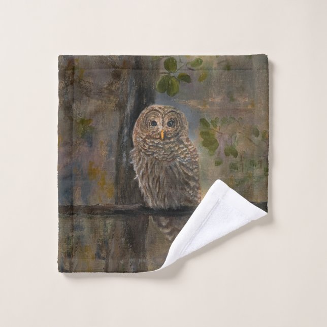 Barred Owl Bath Towel Set (Wash Cloth)