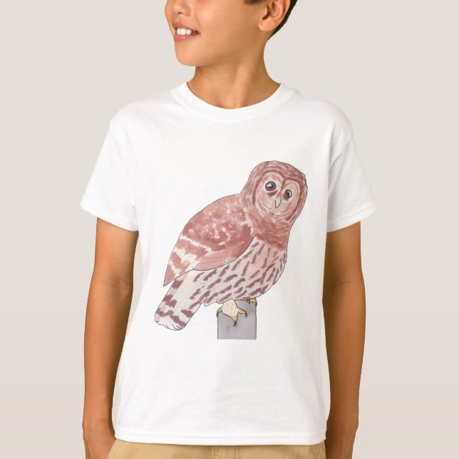 Barred Owl bird species watercolor art T-Shirt (Front)