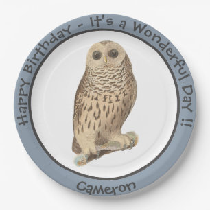 Barred Owl - Birthday or Other Party Themed Event Paper Plate