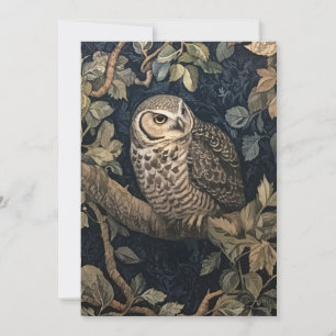 Barred Owl in a Tree William Morris Style Invitation